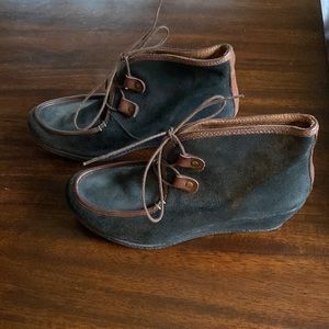 Eric Michael Suede Lace-Up Wedge Ankle Boot